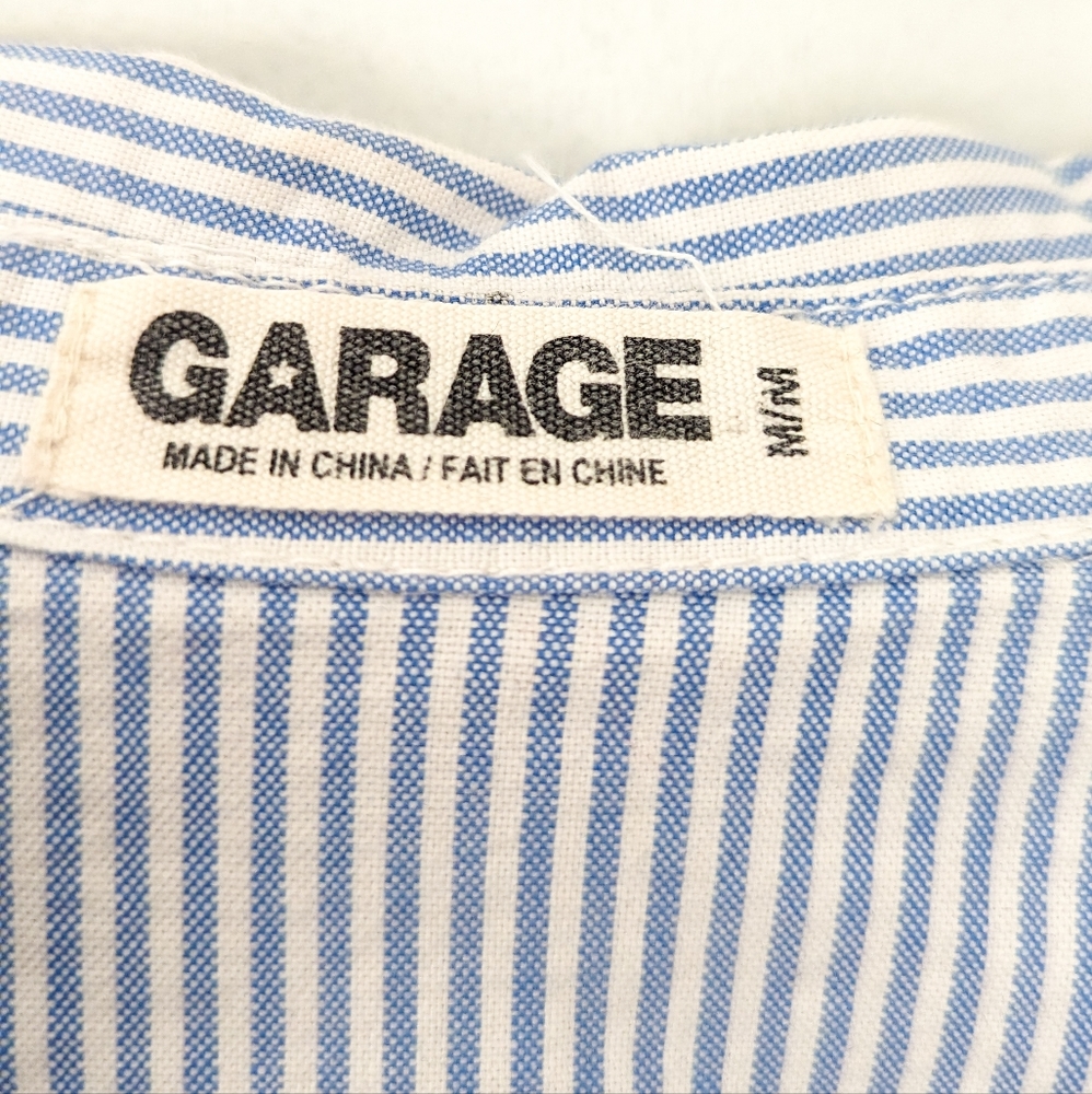Garage Blue and White Soft Cotton Fitted Button Up Long Sleeve Collared Shirt - Picture 6 of 9